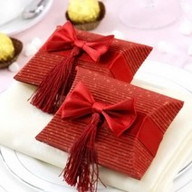 일회용기 펄프도시락용기 투고박스 204060pcs 술 베개 사탕 결혼식 생일 크리스마스 선물 파티 크래프트 포장 가방 레드 베이지, 빨간색, 60개
