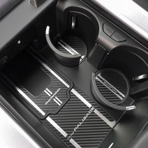카프트 더뉴 팰리세이드 메탈 플레이트 튜닝 용품 인테리어 몰딩, 1열 컵홀더 (무선충전-무), 카본(블랙)