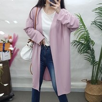 제이후 루즈핏 박시 박스 기본 무지 브이넥 오픈 여성 롱 가디건