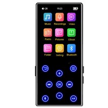 블루투스 스피커 터치 키가있는 MP3 플레이어 내장 4GB -128GB HiFi 메탈 2.4 인치 휴대용 워크맨 라디오 FM 녹음 포함, 검정, 20GB