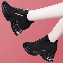 7CM통굽 가죽 굽높은 스니커즈 여성키높이운동화 런닝화, 225, VJ-2021-레드