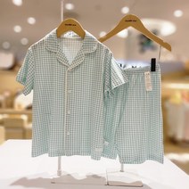[오가닉맘] 유아 민트체크반소잠옷 MIMSSW01