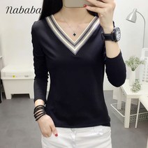 나바바 NT388 여성 심플 데일리 브이넥 티셔츠