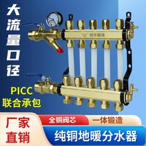보일러 온수 난방 분배기 버터플라이밸브 Mingniu 대류 바닥 물 바닥 가정용 지열 물 모든 구리 통합 바닥 파이프 집수기, 8방향 대유량(구리 핸드휠)