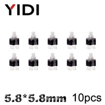10pcs pcb 택타일 촉각 마이크로 미니 래칭 푸시 버튼 오프 셀프 잠금 잠금 해제 스위치 딥 6 핀 캡 5.85.877888.58.5mm, 5.8x5.8mm, 터놓다, 검은 모자