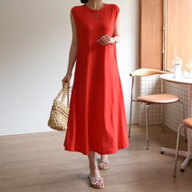 데일리앤 루미 무지 A라인 민소매 나시 원피스