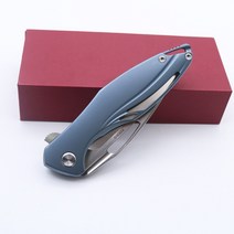 Smke Koenig Arius 플리퍼 접이식 나이프 새틴 D2 블레이드 파란색 양극 산화 티타늄 핸들 전술 생존 포켓, 한개옵션0