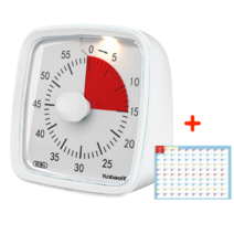 [타임팝] 째각소리 없는 무소음 공부타이머 터치알람종료 스톱워치 + 100일플래너세트, 레드