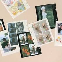 정사각 하드 바인더 세트/커버 네컷 4x6사진 앨범 노트 다이어리 속지 수납, 화이트 앨범 속지 10매