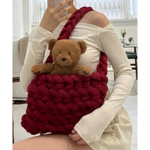 벨벳 무지 베이직 자이언트얀 빅얀 루피 핑거니팅 손 뜨개질 1kg 500g, [추가옵션] 미니 주머니(m)