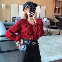 SAMARA 여성 주름 잡힌 쉬폰 탱고 느낌 블라우스