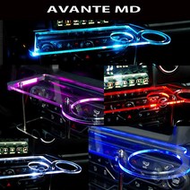 ArtX 아반떼MD USB 5V LED 2단 차량용 무중력테이블 아반테 컵홀더 식탁 자동차 선반 핸드폰 거치대 수납용품, 미니-컵홀더 타잎, 포함, 아이스블루
