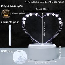 인테리어조명 무드등 스텐드 노트 보드 야간 조명 DIY 크리에이티브 Led USB 메시지 펜 선물 여자 친구 홈 인테리어 램프 어린이를 위한 장난감, 05 Single Warm yellow