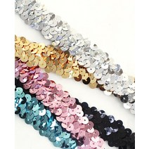 폭2cm 스팽글 스판 리본, 아쿠아