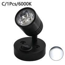 DC12V 3W 3000K 흰색 LED 스팟 RV 침대 옆 램프 캐러밴 보트 트레일러 캠핑 밴 인테리어 독서 조명 집 벽, 04 6000k black