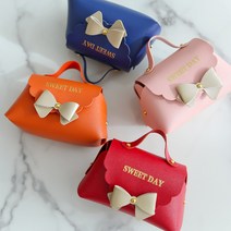 가죽 구디백 가방 유치원 생일 결혼식 돌 답례품 단체 퇴사 선물 간식 포장 미니 선물상자, 리본가방, 핑크