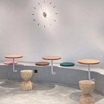 커피숍 공간활용 부착식 붙박이 테이블 의자 쿠션, 검정색 시트쿠션 2개 직경 35cm