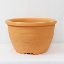 테라피움 국산토분 무늬 원형 21호 (20.5x13cm) 토기화분, 21호 토분 (받침 포함)