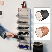 휴대용 접이식 선글라스 보관함 안경 집 통 6구 정리함 가죽 케이스, 01안경보관6구-블랙