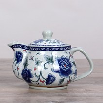 호화랑 티포트 경덕진 수작업 도자기주전자 여과망 모란 청화도자 개완 측호 260ml tt819, B.大号500毫升单壶