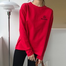 라운드넥긴팔티 가을옷 순면 코튼 롱슬리브티 여성 BF 와이드 루즈핏 개성 CHIC 초여름 상의 4343944285