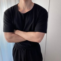 헬스 세미 오버핏 유넥 U넥 반팔 모달 스판