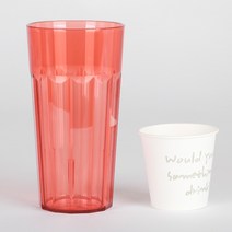 PC물컵 대형컵 600ml 업소/가정용 잘 안깨지는 안전컵, 연한레드