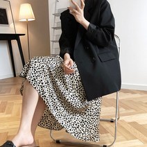 아이엠몽 여성 레오파드 A라인 롱 스커트 바빈