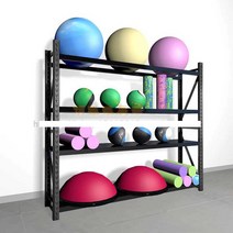 헬스장 정리대 필라테스 피트니스 장비 앵글 선반, 블랙 - 4단 / 100x40x180cm
