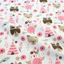 캔버스원단 옥스포드원단 패브릭원단 Syunss-컬러 동물 웨이브 프린트 코튼 능직 DIY 침구 의류 패치워크, 01 pink_01 40x50cm