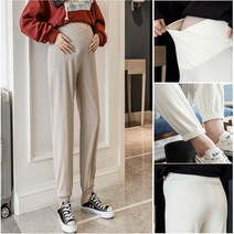 임부복 임산부 바지 배가 편한 타이트하지 않는 압박 없음 조거 팬츠 와이드 데일리룩, L블루