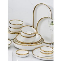 해외 북유럽 그릇 세트 심플 접시 도자기 그릇 아이디어-134852, 06.화이트 골드 베리 식스 패밀리, 단일옵션