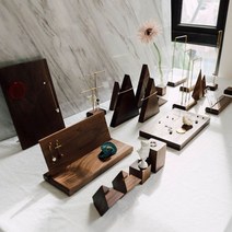 원목 보석 진열대 골드 귀걸이 반지 시계 거치대 호두나무 반지걸이, 디자인 B