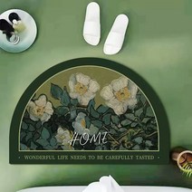 HC 프리미엄 규조토 발매트 욕실 화장실 발매트, 48.규조토_와일드로즈(반달형)
