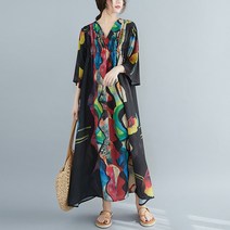 여친원피스 여름 빅사이즈 칠부 쉬폰 원피스