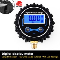 압력게이지 1/4 200PSI 디지털 디스플레이 미터 타이어 압력 인플레이션 건 건용, 01 With LED