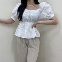 VANANA2 여성용 러블리 어깨 퍼프 캐주얼 심플 프릴 반팔 블라우스