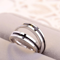 RC33SET Silver 블랙 십자가 은반지 커플링