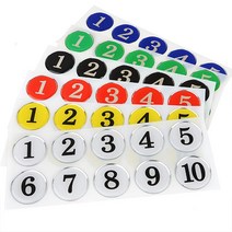 원형 숫자 번호판 PC방 넘버링 옷장 번호표 숫자표 락카 락커 사물함 10P, 색상/번호, 빨강 1~10