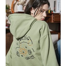 [국내매장정품] 꼼파뇨 개굴팝 자수 후드티 카키