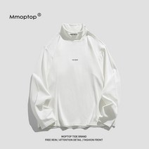목폴라 Mmoptop 일본 심플 트렌드 올 매치 커플 긴팔 하이넥 티셔츠 남성 봄 트렌디 브랜드 스웨터 바텀 셔츠