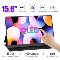 QLED 터치 스크린 15.6 휴대용 두 번째 유형-C USB Xbox 안드로이드 전화 노트북과 호환, 01 QLED TOUCH_02 JP 플러그