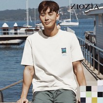 지오지아 kkkim 오버핏 자수 반팔 티셔츠 AEB2TR1201