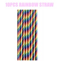 생일장식 여아 레인보우 생일 파티 장식 일회용 식기 종이 접시 컵 냅킨 풍선 용품, [05] 10pcs straw B
