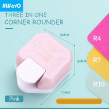 스크랩북용 3 인 1 코너 라운더 테두리 펀치 diy 미니 커터 R4/R7/R10mm 원형 트리머 펀치 사무용품, Pink Corner Cutter