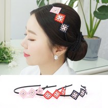 배씨댕기 네모네모 한복 웨딩 헤어핀 아동 혼주 머리핀 올림머리장식