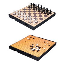 집콕놀이 휴대용 중형 양면 체스+바둑판 캠핑 방과후교실 바둑세트 EQ