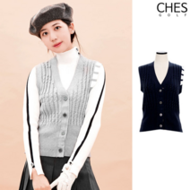 [체스골프-기획상품] 브렛 여성골프 꽈배기 니트조끼