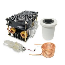 2500W ZVS 유도 히터 고주파 유도 가열 PCB 보드 녹은 금속 + 코일 + 도가니 + 펌프, 하나, 검정