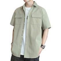 스노우피크 스노우 피크 무지 셔츠 맨즈 캐주얼 긴 소매 옥스포드 코튼 흡한 속건 통기성 봄 여름 가을, 05 2*그린_04 2XL